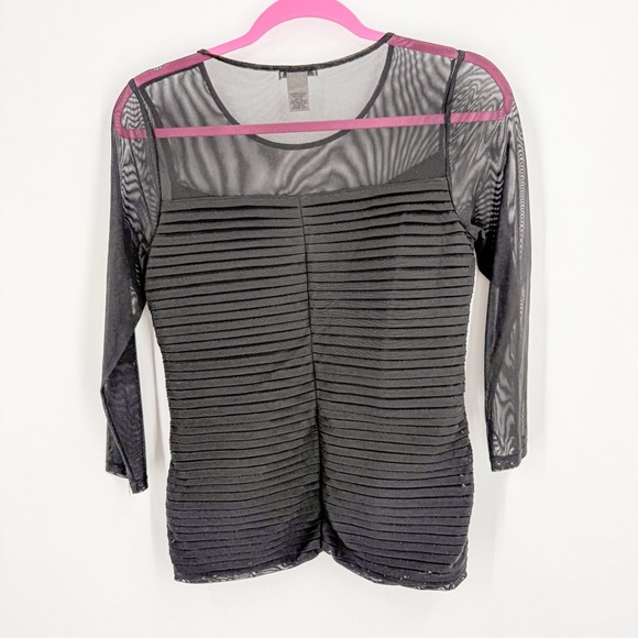 Cache Black Asymmetrical 3/4 Sleeve Blouse - Picture 3 of 3